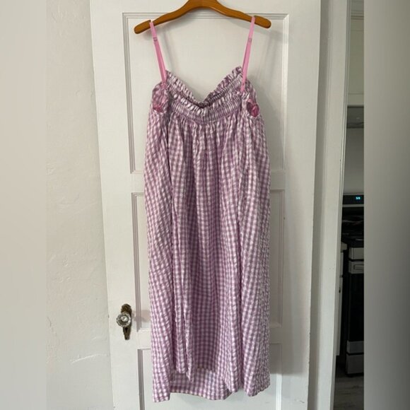 Free People Zinnia Maxi Dress In Violet Combo Size L purple Gingham - Picture 7 of 10